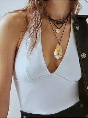 Free people White V-Neck Halter top Women’s Top